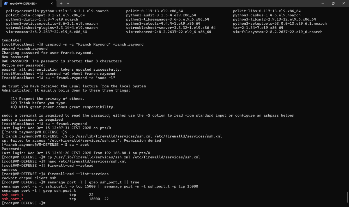 Vérification du nouveau port SSH dans SELinux