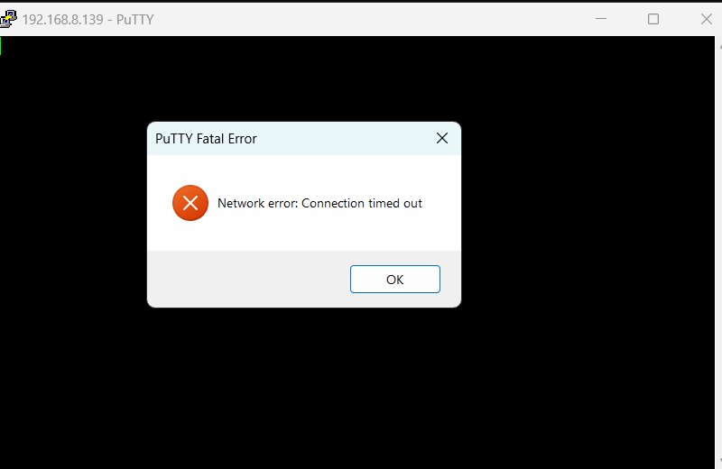 PuTTY connexion refusée