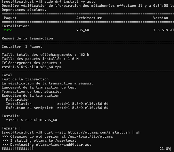 Installation d'Ollama (script officiel)